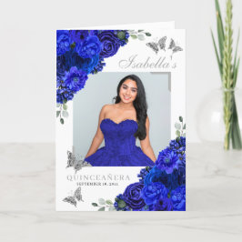 Royal Blue & Silver Quinceanera Tiara Butterflies Programm