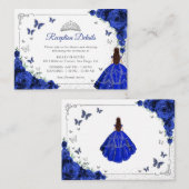 Royal Blue Silver Quincenarea Reception Details Begleitkarte (Vorne/Hinten)