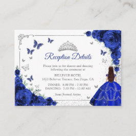 Royal Blue Silver Quincenarea Reception Details Begleitkarte