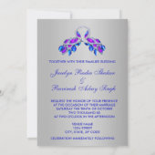 Royal Blue Silver Royal Indian Peacock Wedding Einladung (Rückseite)