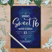 Royal Blue Silver Script Bold Sweet 16 Geburtstag
