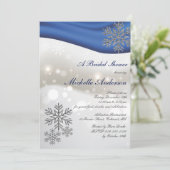 Royal Blue Silver Snowflakes Brautparty Einladung (Stehend Vorderseite)
