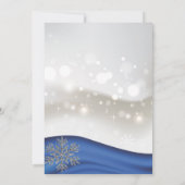 Royal Blue Silver Snowflakes Brautparty Einladung (Rückseite)