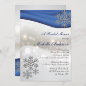 Royal Blue Silver Snowflakes Brautparty Einladung (Vorne/Hinten)
