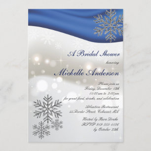 Royal Blue Silver Snowflakes Brautparty Einladung
