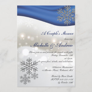 Royal Blue Silver Snowflakes Coupons Dusche Einladung