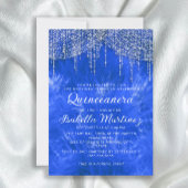 Royal Blue Silver String Light Elegante Quinceñera Einladung