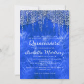 Royal Blue Silver String Light Elegante Quinceñera Einladung (Vorderseite)