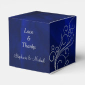Royal Blue Silver Swirl Herz Favor Box Geschenkschachtel (Rückseite)