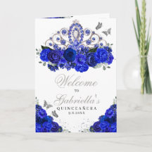 Royal Blue Silver Tiara Quinceanera Programm