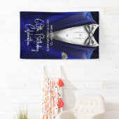Royal Blue Silver Tuxedo Birthday Party Welcome Banner (Insitu)