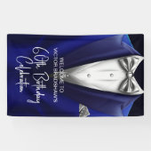 Royal Blue Silver Tuxedo Birthday Party Welcome Banner (Horizontal)