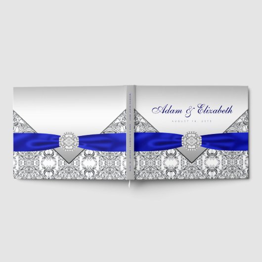 Royal Blue Silver Wedding Guest Book Gästebuch (Voll)
