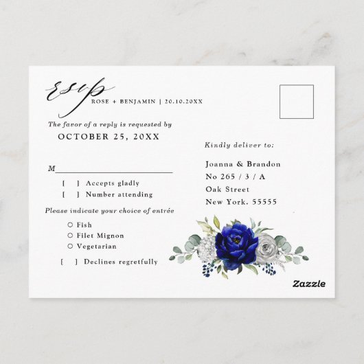 Royal blue Silver White Geometric UAWG Postkarte (Rückseite)