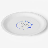 Royal Blue Simple Heart Wreath Monogram Wedding Pappteller (Schrägansicht)