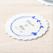 Royal Blue Simple Heart Wreath Wedding Untersetzer (angewinkelt)