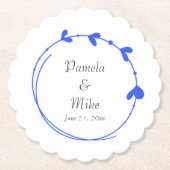 Royal Blue Simple Heart Wreath Wedding Untersetzer (Vorderseite)