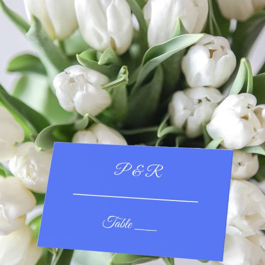 Royal Blue Simple Stilistische Script Wedding Platzkarte