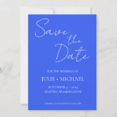 Royal Blue Simple Style Wedding Save The Date (Vorderseite)