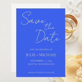 Royal Blue Simple Style Wedding Save The Date