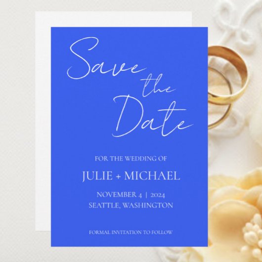 Royal Blue Simple Style Wedding Save The Date
