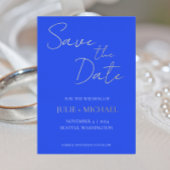 Royal Blue Simple Style Wedding Save the Date Folieneinladung