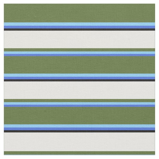Royal Blue, Sky Blue, Olive Green, White & Black Stoff (Nahaufnahme)