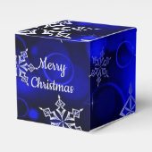 Royal Blue Snowflake Motif Cube Geschenkschachtel (Vorderseite)