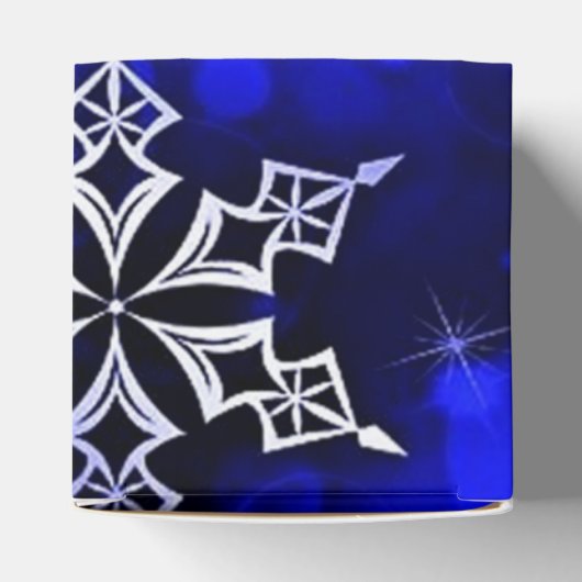 Royal Blue Snowflake Motif Cube Geschenkschachtel (Oben)