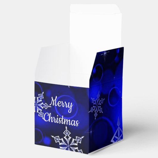 Royal Blue Snowflake Motif Cube Geschenkschachtel (Geöffnet)