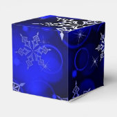 Royal Blue Snowflake Motif Cube Geschenkschachtel (Rückseite)