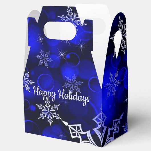 Royal Blue Snowflake Motif Gable Geschenkschachtel (Geöffnet)