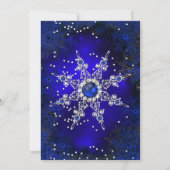 Royal Blue Snowflakes Weihnachtsfeier Einladung (Rückseite)