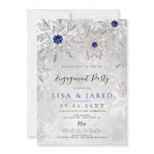 Royal Blue Snowflakes Winter Engagement Party
