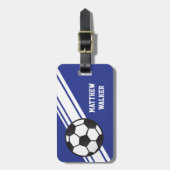 Royal Blue Soccer Streifen Personalisierte Gepäckm Gepäckanhänger (Vorderseite vertikal)
