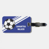 Royal Blue Soccer Streifen Personalisierte Gepäckm Gepäckanhänger (Rückseite horizontal)