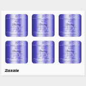 Royal Blue Soft Glitzer Product Labels Monogram Quadratischer Aufkleber (Blatt)