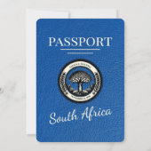 Royal Blue South Africa Passport Wedding Einladung (Rückseite)