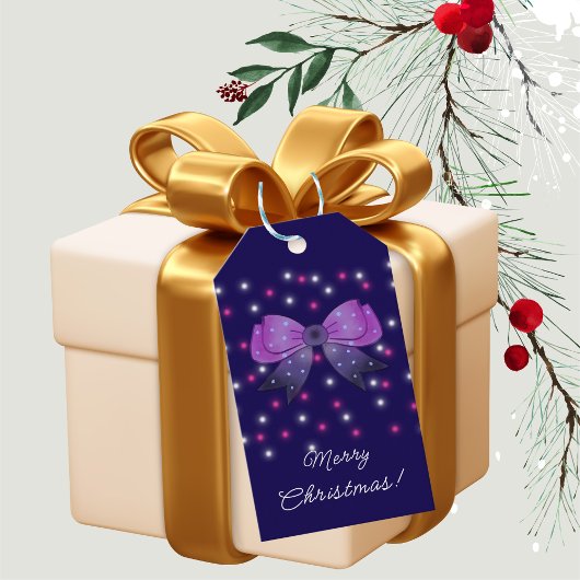 Royal Blue Sparkle Bow Muster Business Packaging Geschenkanhänger