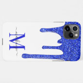 Royal Blue Sparkle Glam Glitzer Tropfens Monogram iPhone Hülle (Rückseite (Horizontal))