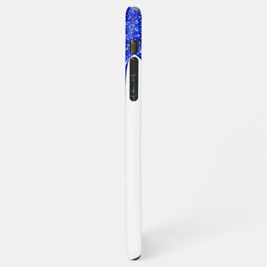 Royal Blue Sparkle Glam Glitzer Tropfens Monogram iPhone Hülle (Linke Seite)