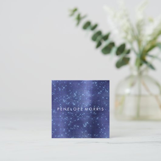 Royal Blue Sparkle Glitzer Beauty Stylist Quadratische Visitenkarte (Stehend Vorderseite)
