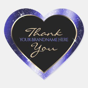 Royal Blue Sparkle Glitzer Frame Vielen Dank Herz-Aufkleber