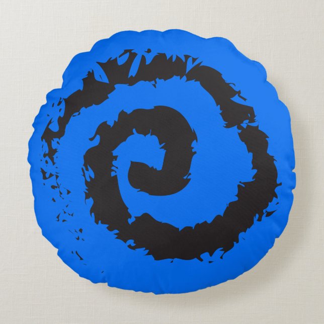 ROYAL BLUE SPIRAL Round Throw Kissen (Vorderseite)