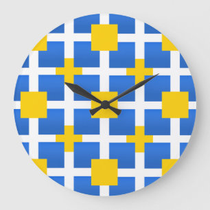 Royal Blue Squares Große Wanduhr