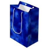 Royal Blue Star David Hanukkah Medium Geschenktasc Mittlere Geschenktüte (Vorderseite Schrägansicht)