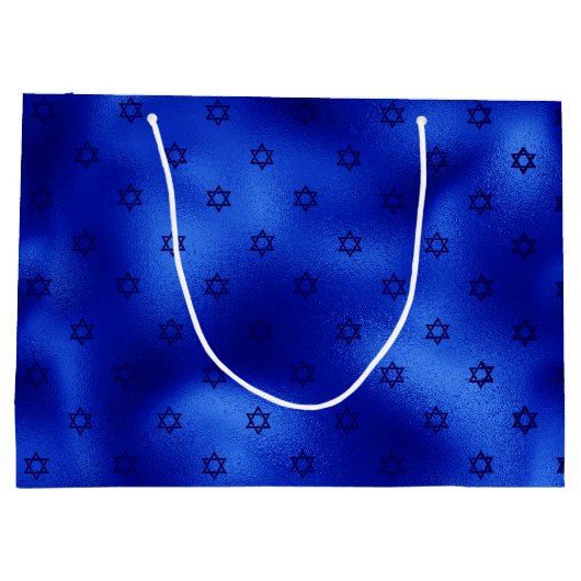 Royal Blue Star von David Hanukkah Große Geschenkt Geschenktüte (Rückseite)