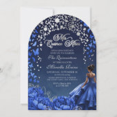 Royal Blue Starry Night Quinceanera Einladung (Vorderseite)