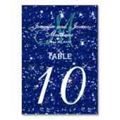 Royal Blue Starry Night Wedding Tischnummer Card (Rückseite)