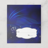 Royal Blue Stars & Silver Hearts Wedding Platzkarte (Außenseite Aufgefaltet)